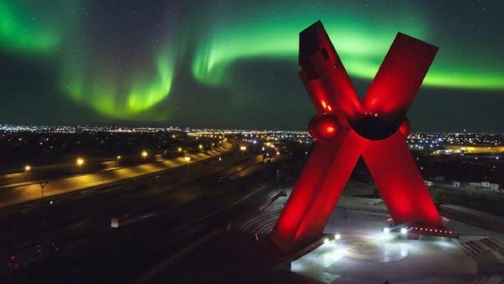 Auroras boreales captadas en Ciudad Juárez tras intensa tormenta solar la noche del 11 de noviembre por tormenta solar G4. Foto: Azteca Chihuahua